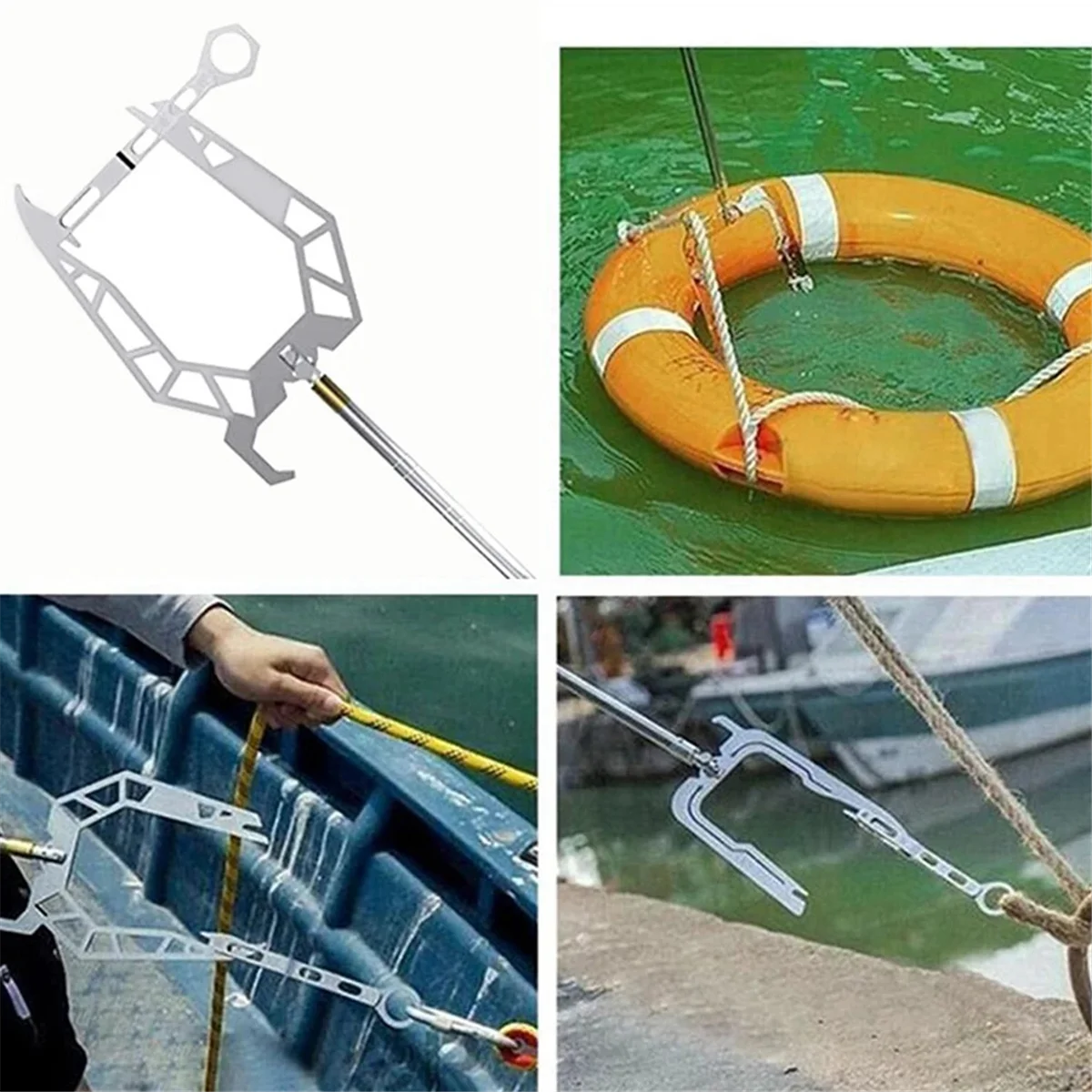 Multifunctional Dock HookDock Hook Multi-Purpose Telescoping Boat Hook Long Distance Threader Mooring Rope Cable