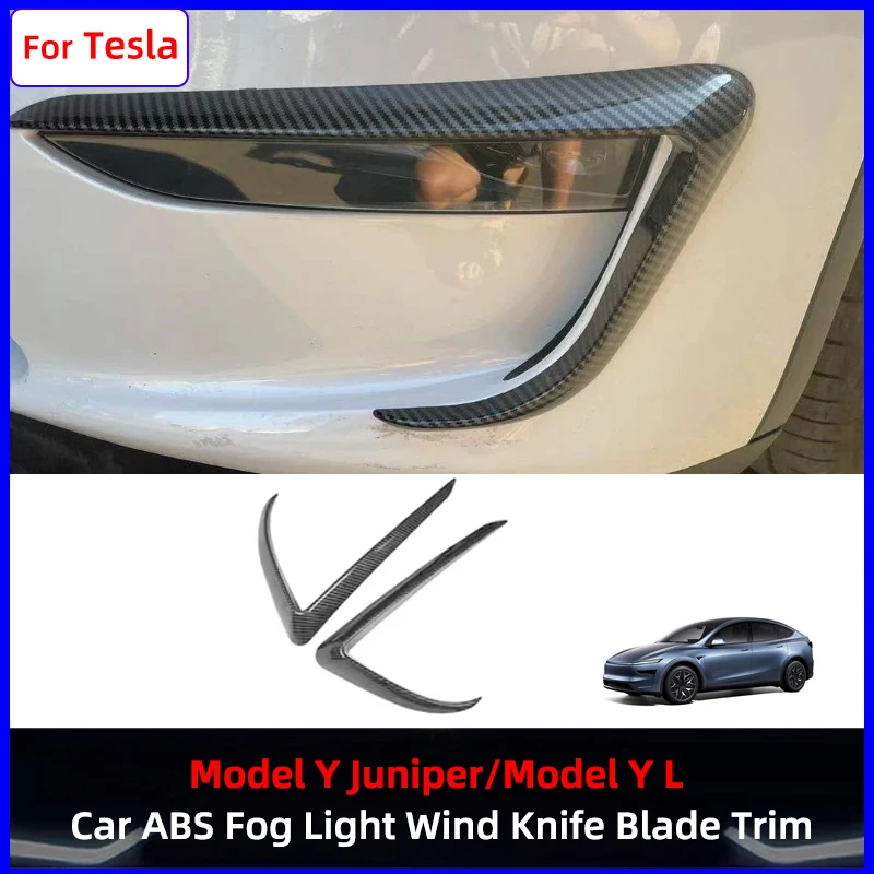 For Tesla Model Y L 2026 Juniper Front Bumper Fangs Wind Knives Headlight Eyebrows Fog Lamp Frame Decorative Car Accessories