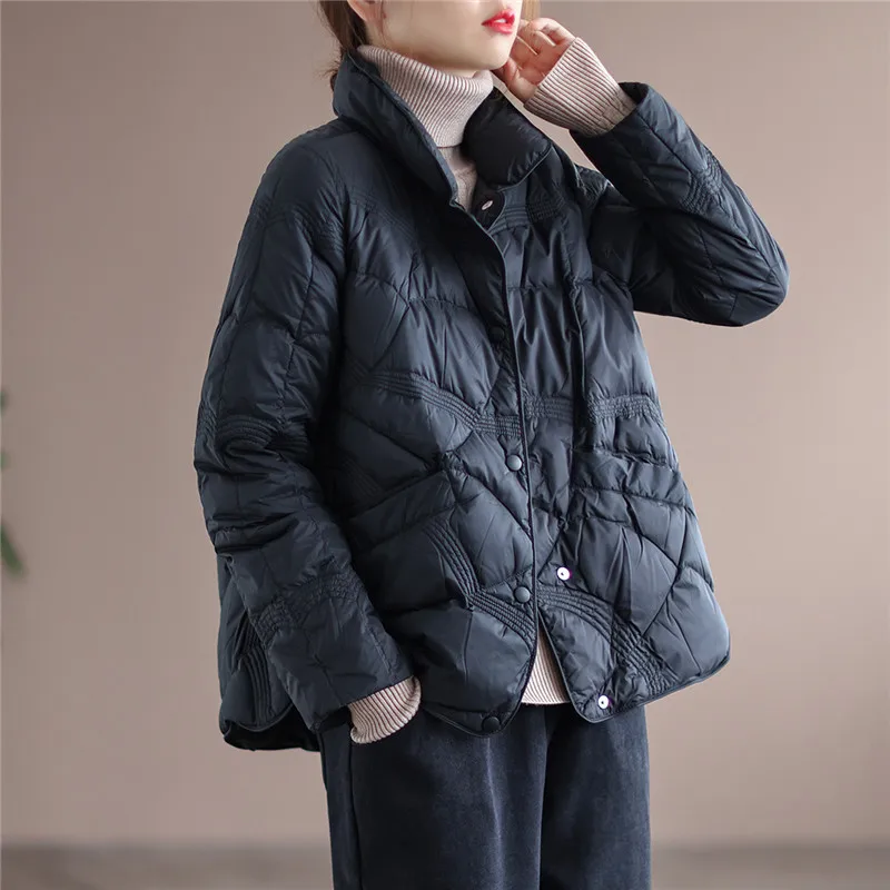 2023 outono inverno único breasted oversize para baixo casaco mulher luz pato branco para baixo jaqueta parkas senhoras curto solto quente outwears