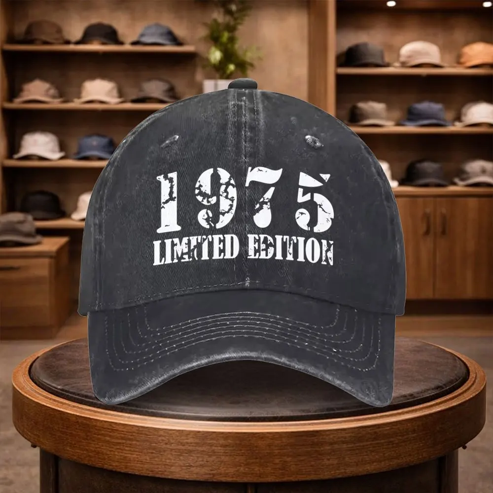 1 X 1975 Limited Edition Printed Baseball Cap, Casual Snapback, Fashion Hat, Adjustable Outdoor Leisure Cap for All Seasons, Ide