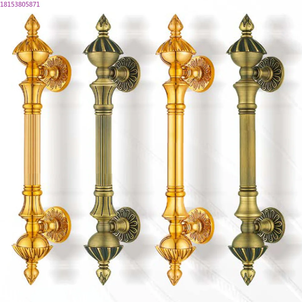 

Бронзовая дверная ручка из массива дерева, подлокотник для отеля, двойная дверь, старинная большая ручка