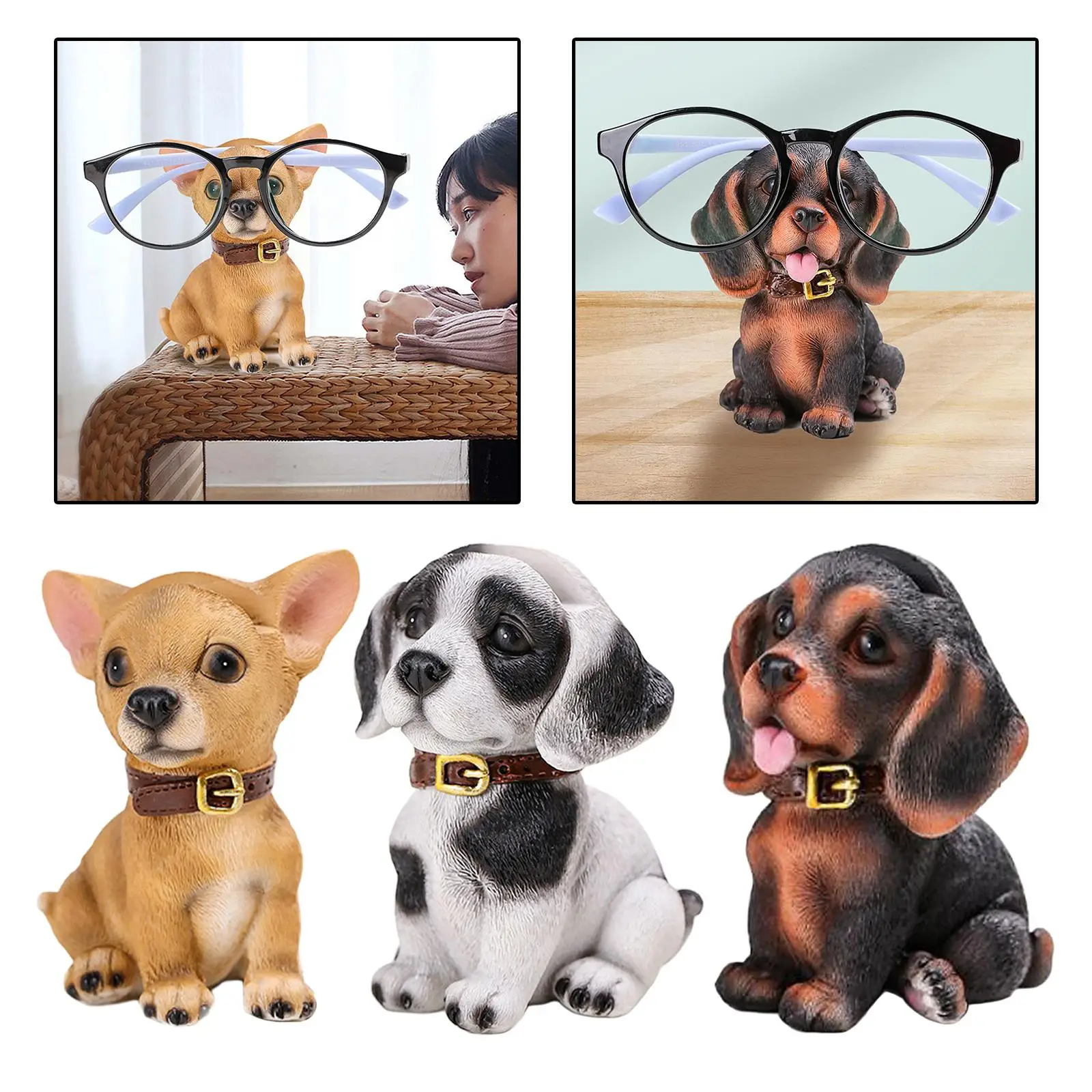 لطيف الكلب النظارات حامل حامل الحيوان تمثال نظارات القراءة حامل الحيوانات على شكل لتزيين المنزل هدية للأطفال الأصدقاء #1