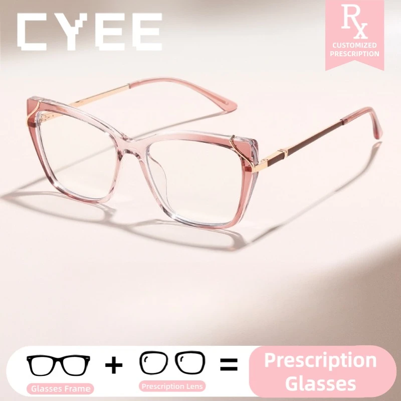 

CYEE Fashion Photochromic Myopia Glasses Blue Light Blocking Progressive Eyewear Customization Prescription Optical Eyeglasses