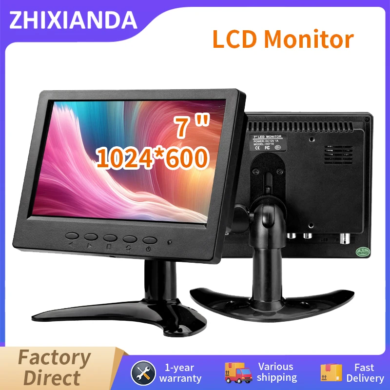 7 Inch 1024x600 Desktop Resistive Touch Screen Monitor IPS LCD Computer Display CCTV For Microscope With BNC VGA HDMI AV USB