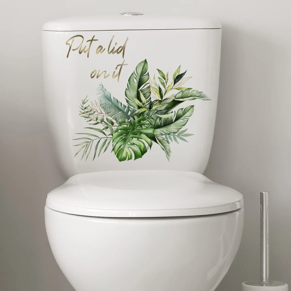 Green Plant Leaves Toilet Sticker WC Self Adhesive Mural Stickers Bathroom Wall Sticker Flower Home Decoration Decals