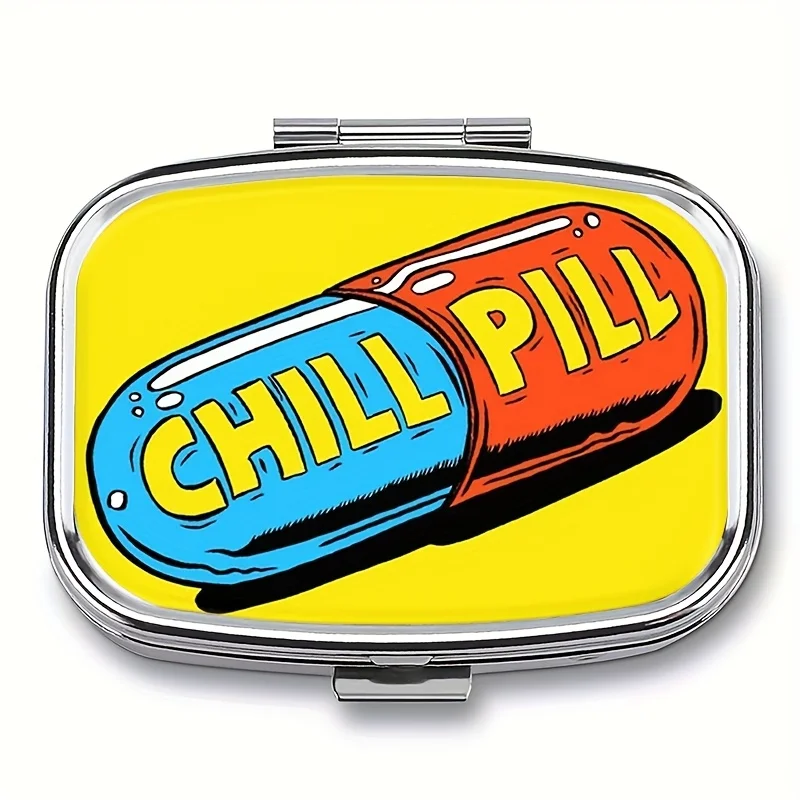 Pastillero cuadrado para pastillas, organizador de pastillas medicinales de 2 compartimentos, caja de almacenamiento de medicina portátil para el hogar, para bolsillos Pur, 1 ud.
