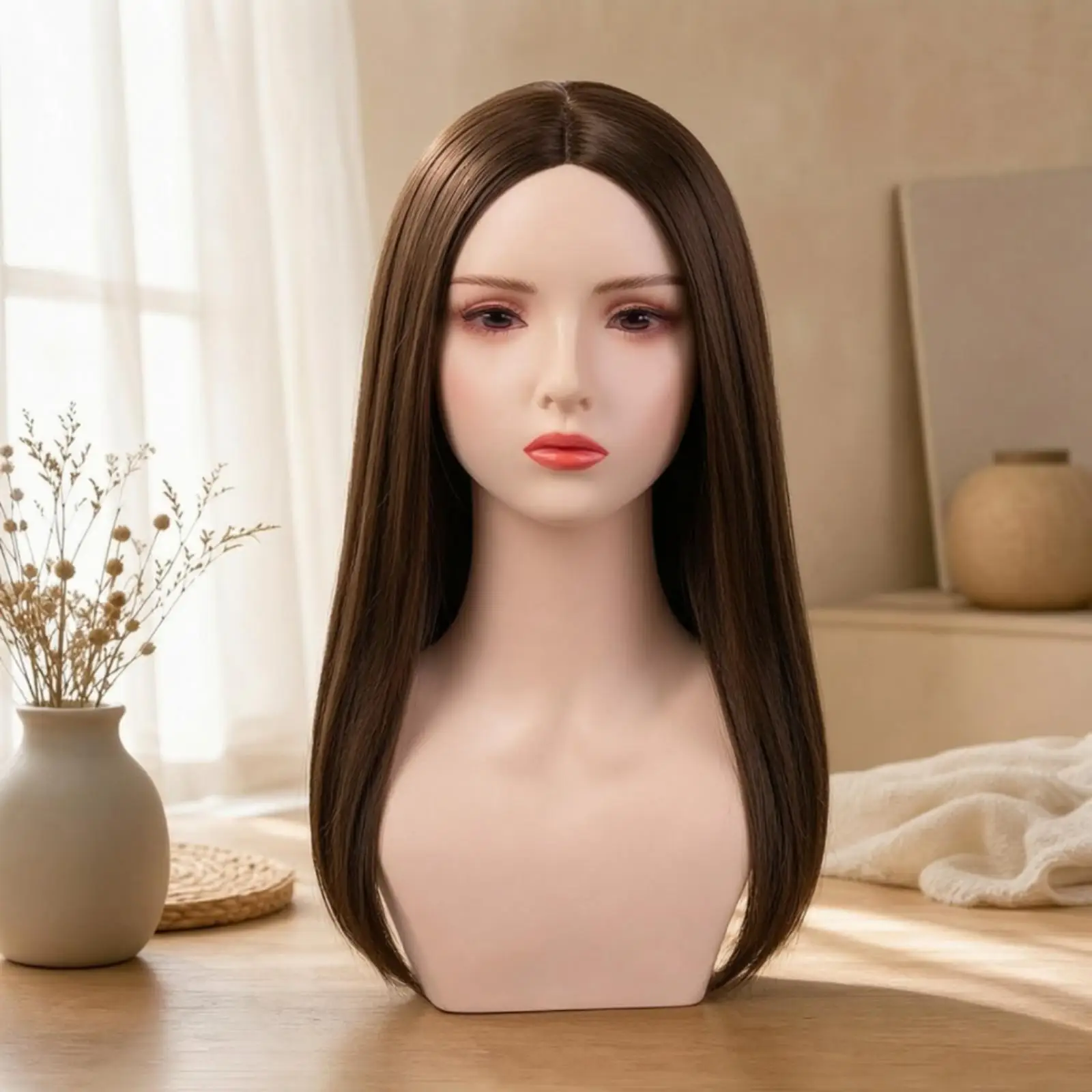 PVC Female Mannequin Head Display Realistic Face Bust for Wig Hat Jewelry Presentation Salon Styling Makeup Training Prop