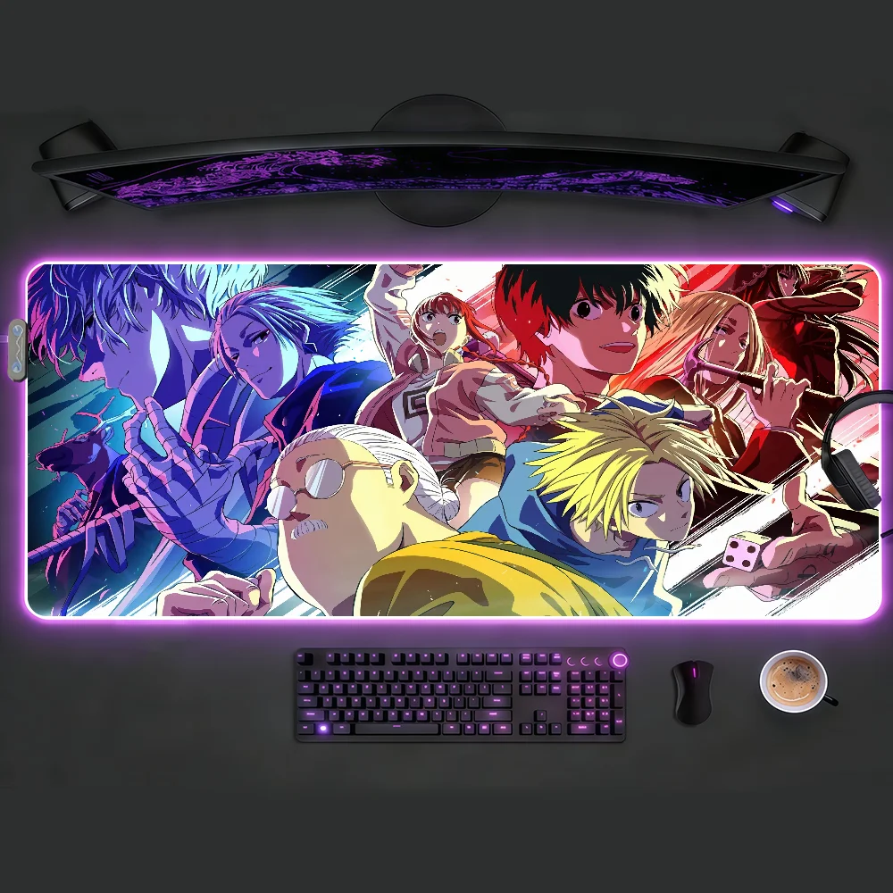 

S-SAKAMOTO D-DAYS Mouse Pad RGB LED Light Colorful Game Keyboard Non-slip Cover Desk-mat Surface Waterproof