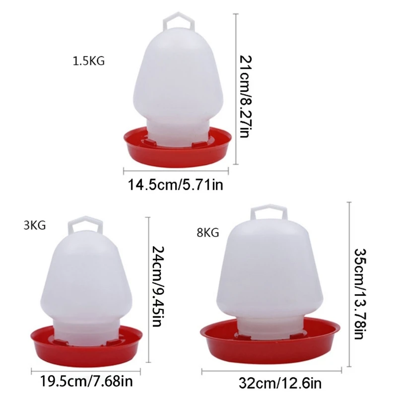 Máy cấp nước gia cầm bằng nhựa bền Chick Waterer có thiết kế tay cầm 3 kích cỡ