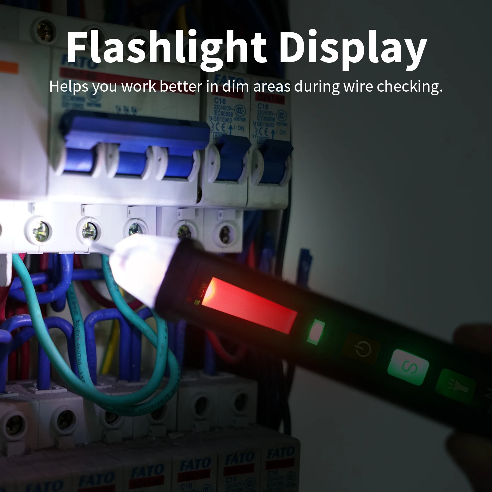 Berührungsloser Spannungsprüfer Elektriker-Testpen Spannungsprüfer mit Doppelsensitivität LED-Alarm Buzzer-Alarm Kabelbruchfinder