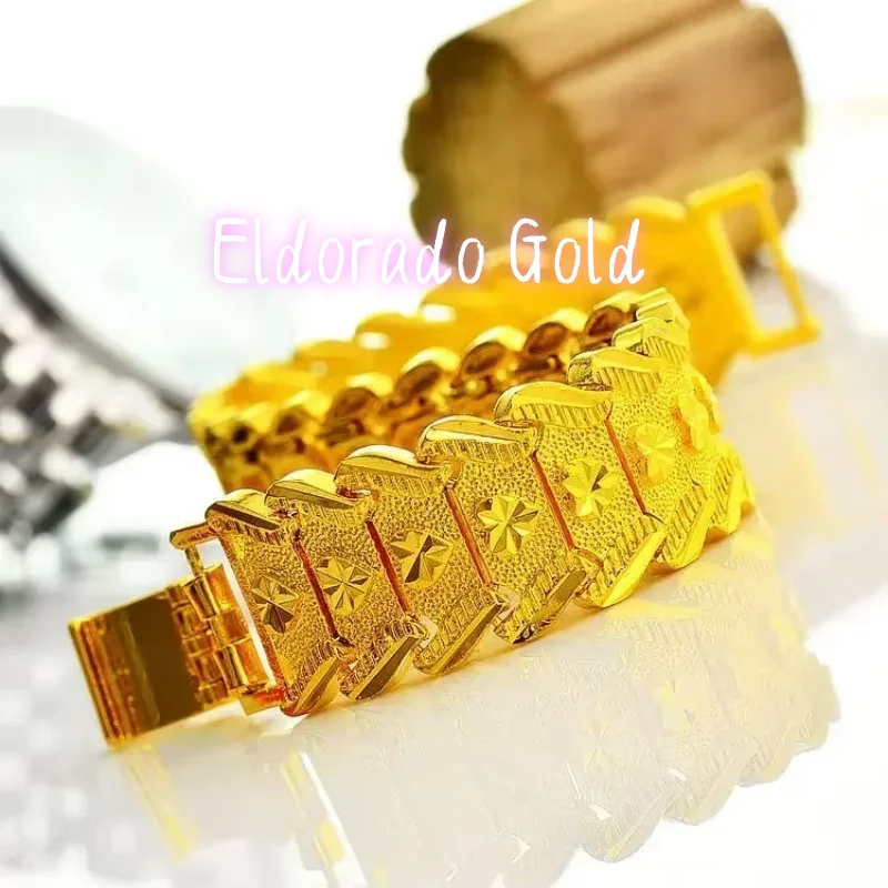 

Золотой браслет Eldorado Gold 24K для мужчин, браслет со звездами, браслет Tudor из настоящего золота, стальная застежка