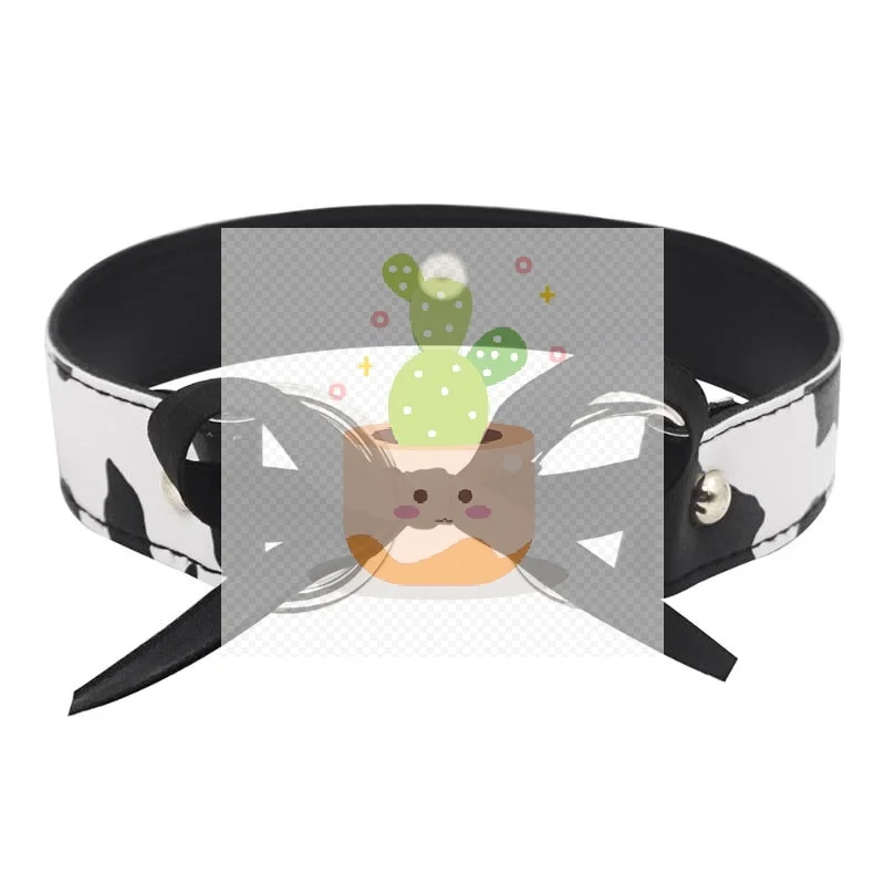 مثير جلد البقرة طباعة جرس قلادة طوق المختنق قلادة للنساء الشرير القوطية الحلو القوس القلائد تأثيري هدايا مجوهرات الحفلات