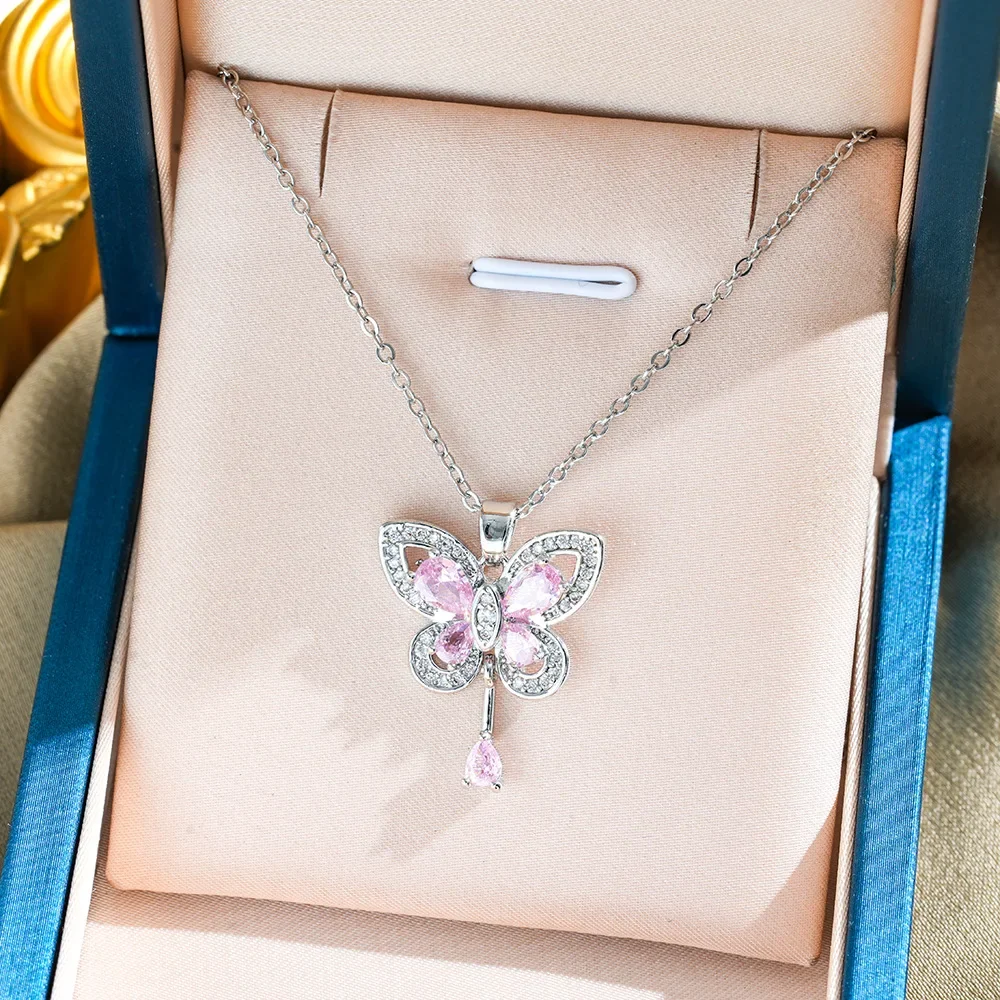 Новое модное и простое колье из медного циркония и бабочки из титановой стали 2025 года – изысканное и универсальное.