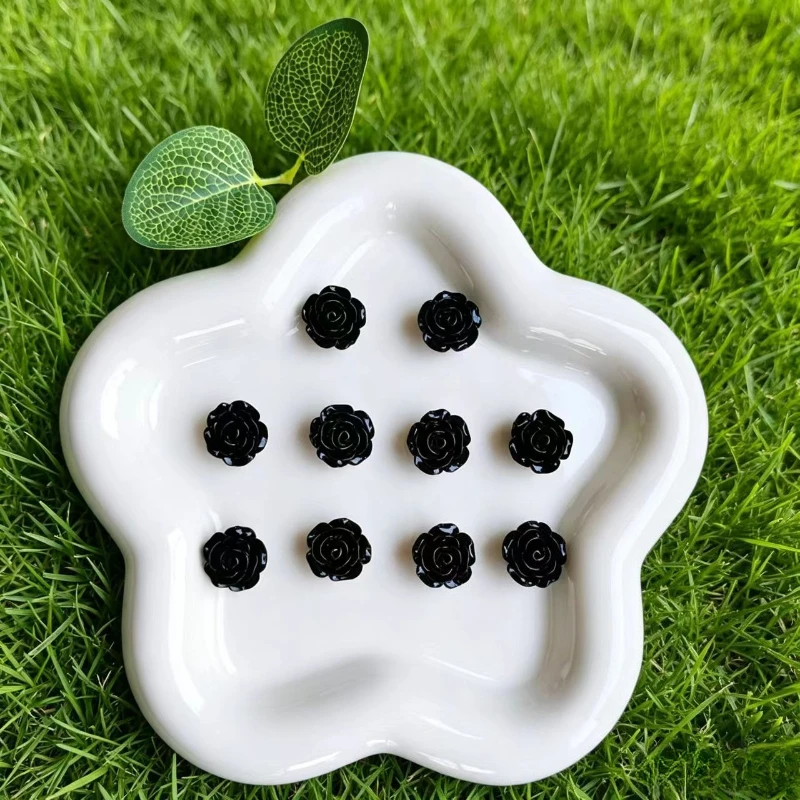 Hot Sales 10PCS Shoe Charm Pins DIY Black and White Rose Shoe Flower Handicrafts Detachable Buckle Charms Hole Shoes Accessories