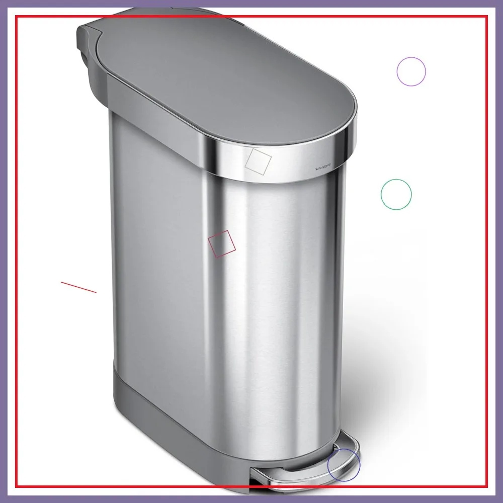 

45L Slim Hands-Free Kitchen Step Trash Can with Silent Close Lid, Fingerprint-Proof Finish