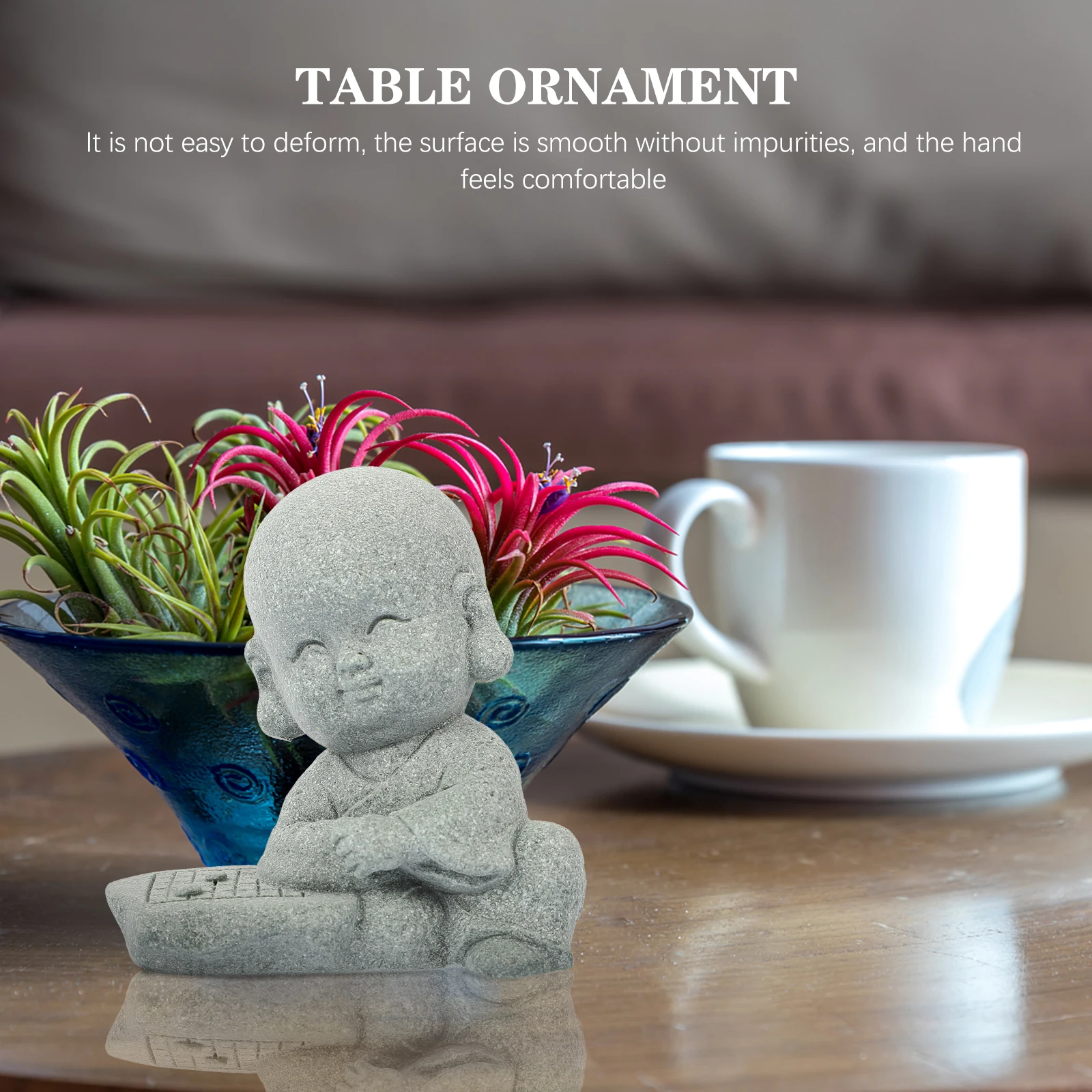 

Exquisite Monk Decor Wear-Resistant Detailed Sculpture Home Supply Desktop Statue Refreshing Interior Decor