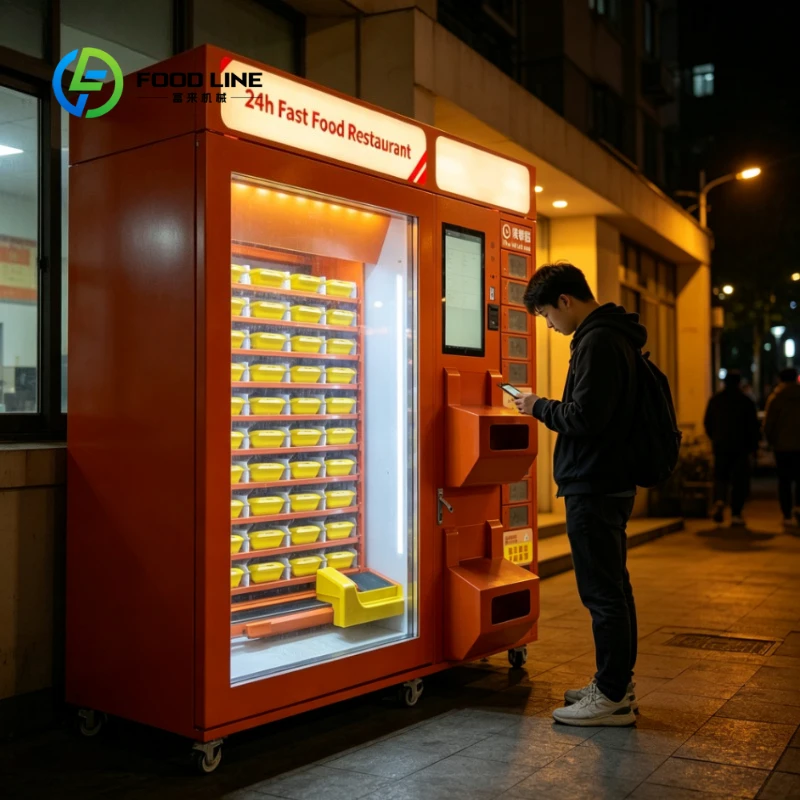 Customized Touch Screen Pasta Lunch Box Meal Self‑Service Automatic Hot Food Vending Machine Thermoelectric Cooling Dual Payment