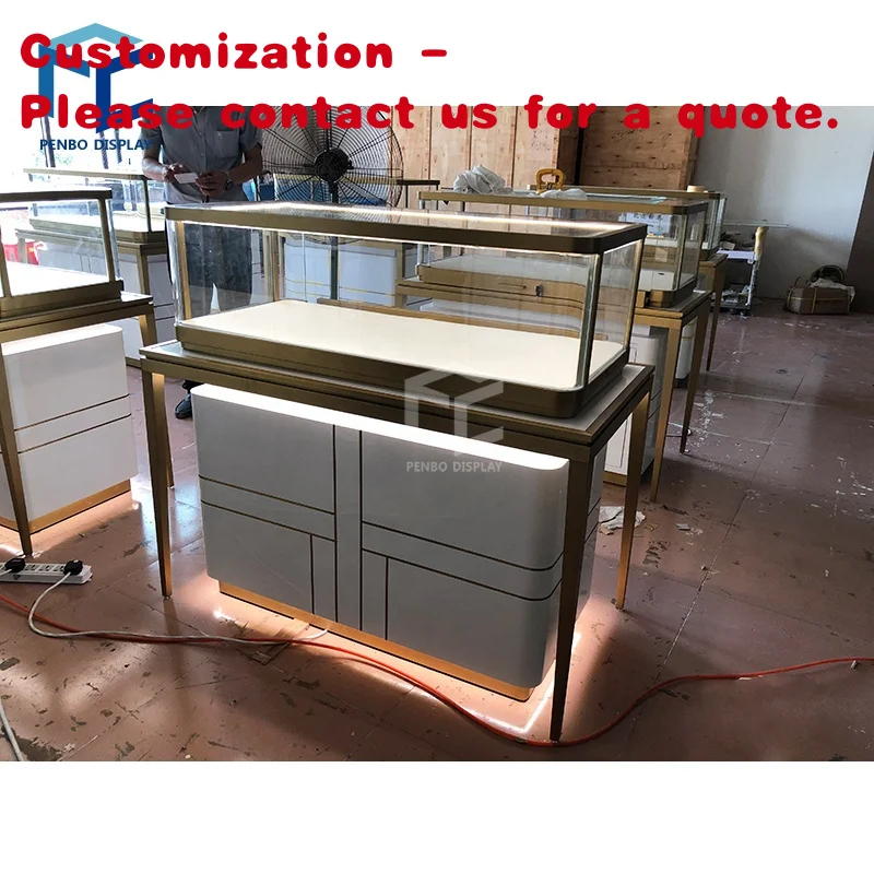custom.Hot Selling Elegant Jewelry Showcase Led Lighting Watch Jewelry Display Cabinet Jewellery Display Counter Design Shop