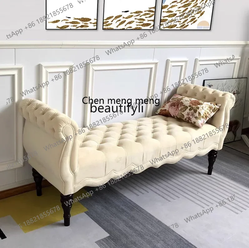 cc182American fabric bedside stool bedroom living room light luxury sofa stool modern simple buckle stool cloakroom R