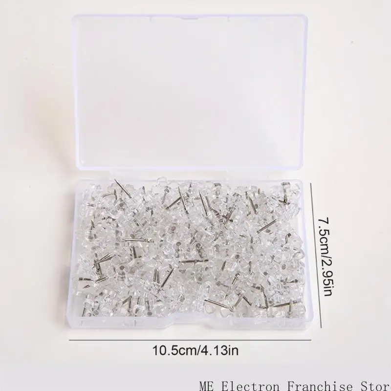 T5EA 100pcs 명확한 꽃 머리 푸시 핀 장식 썸 사진을위한 엄지 압정