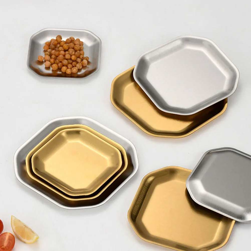 

2pcs Stainless Stainless Dish Steel Snack Plates Reusable Easy Clean Pickle Plates Kitchen Bar Supplies