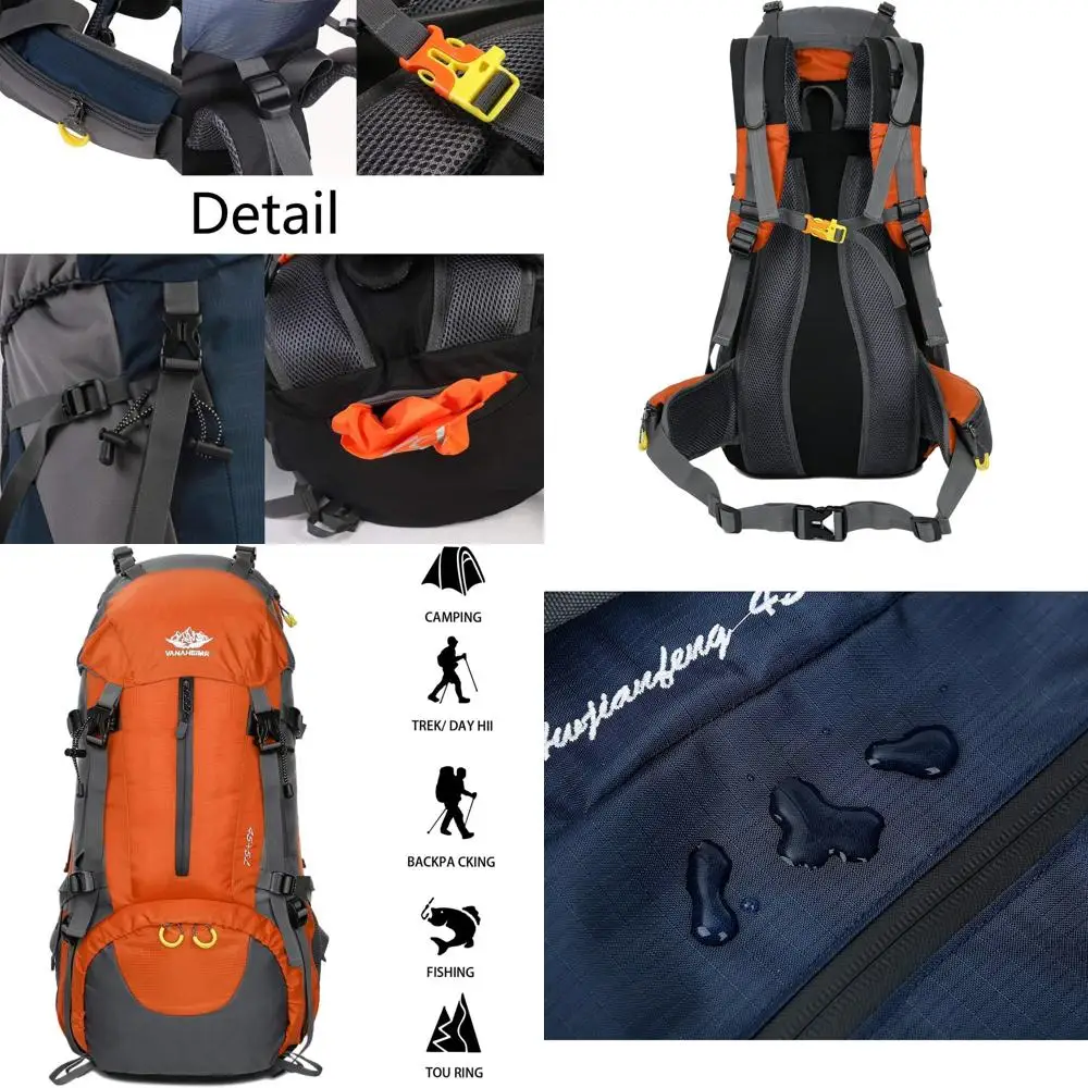 

50L Lightweight Men's Hiking Backpack with Expandable 5L, Rain Cover, Ideal for Camping and Travel