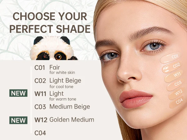 Panda Land Full Coverage Cushion Fondation, Breathable Hydrating Nourishing Poreless Face Makeup Save for Sensitive Skin