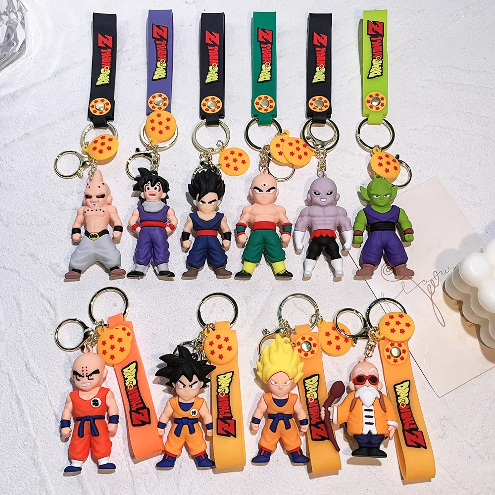 Anime Dragon Ball Z Keychain Super Saiyan Goku Turtle Lmmortal Figure Cute Doll Keyring Ornament Key Chain Car Pendant Kids Toy