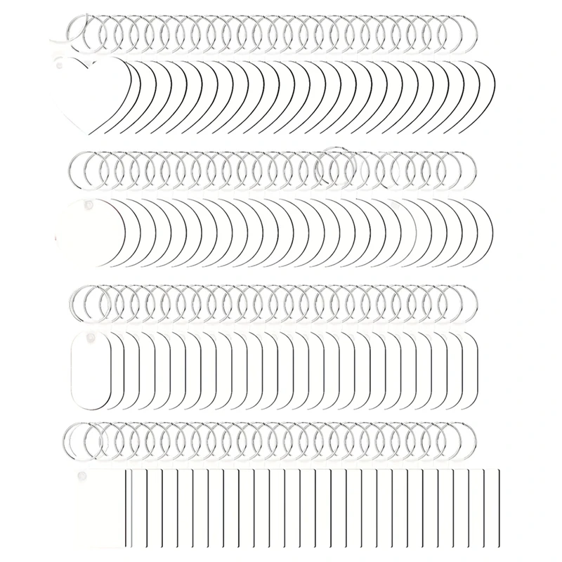 300 buah gantungan kunci sublimasi polos Transfer panas dua sisi sublimasi MDF Set kosong dengan cincin gantungan kunci