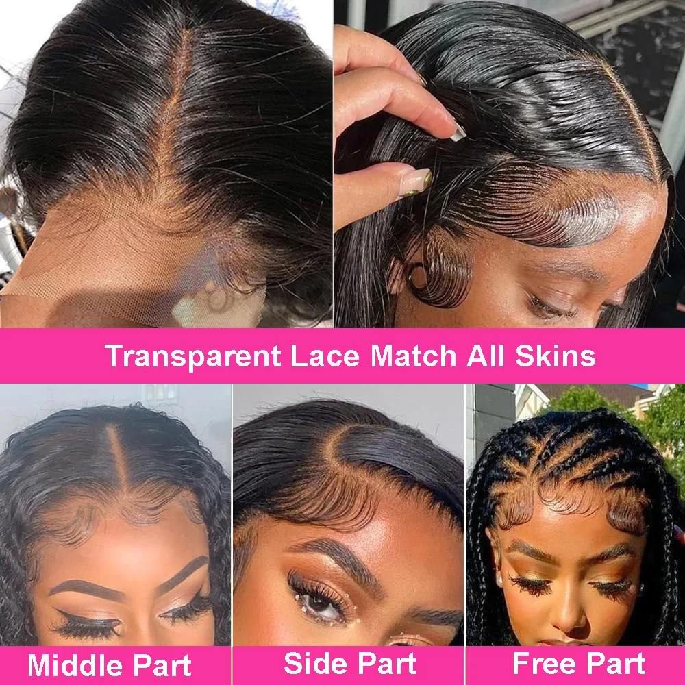 Bob Wig Human Hair 13x4 Transparent Lace Front Bob Wigs Super Double Drawn For Black Women Deep Wave Curly 100% Human Hair Wigs Pre Plucked Water Wave Bob Wigs