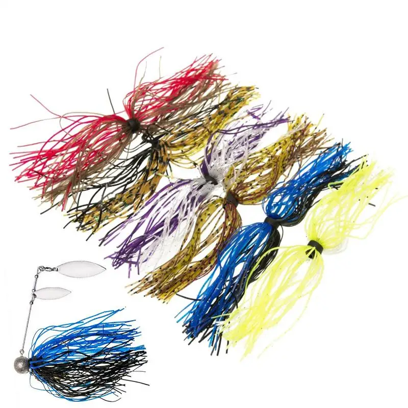 

Bass Spinner Baits Silicone 6-Bundle Jig Skirts Fish Supplies For Freshwater Seawater Black Fish Outdoor Activities Camping