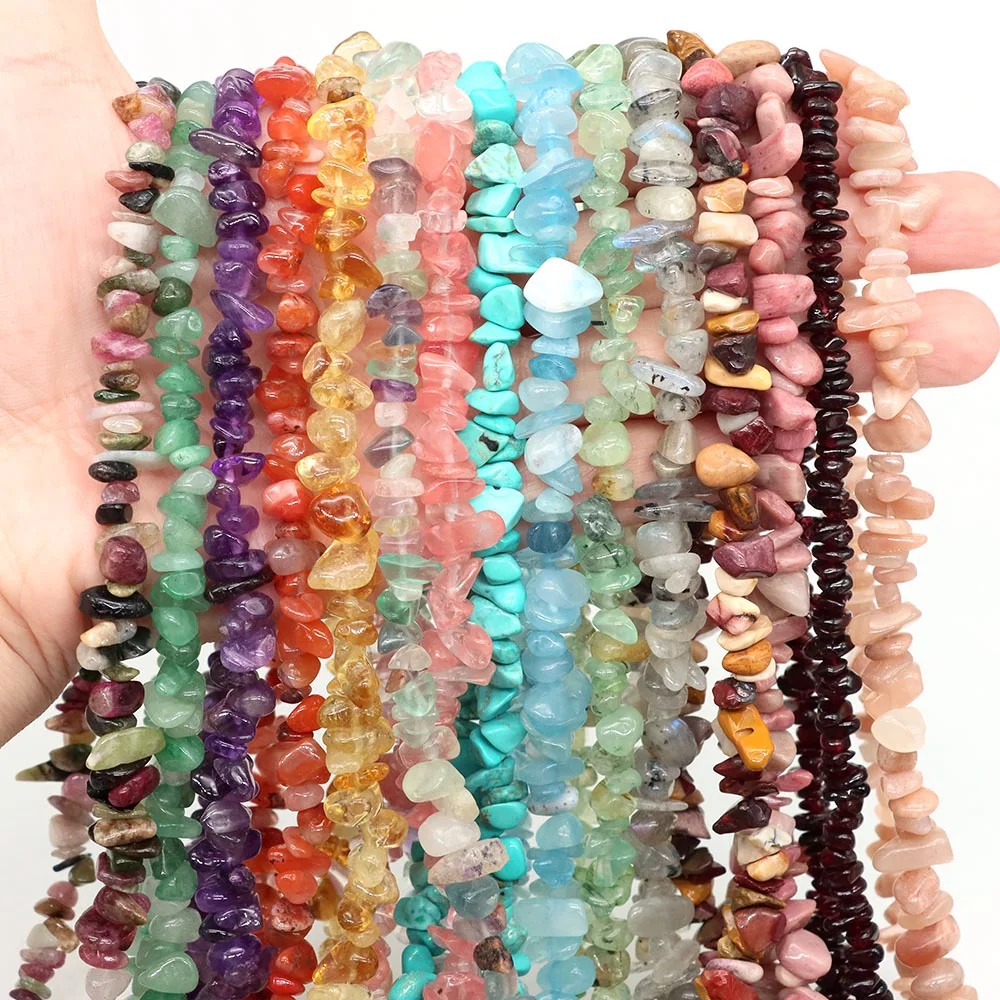 3-5mm/5-8mm Natural Stone Beads Irregular Amethyst Garnet Freeform Chip Gravel Shape Crystal Bead for Jewelry Making Bracelet