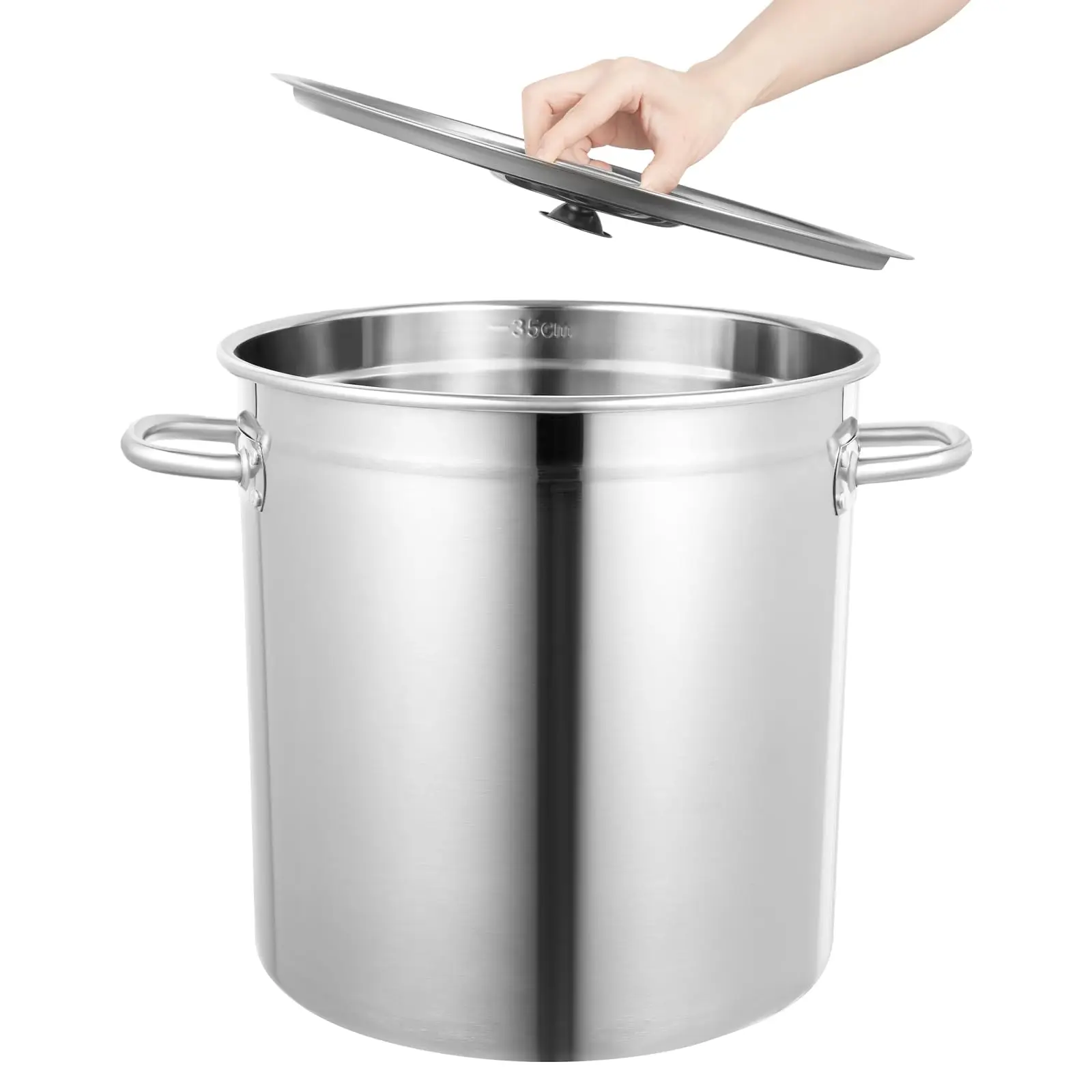 

Stainless Steel Stock Pot Soup Pot Big Pots for Cooking 35L/30 Quart Large Cooking Pot with Lid for Induction Gas Electric Stoves