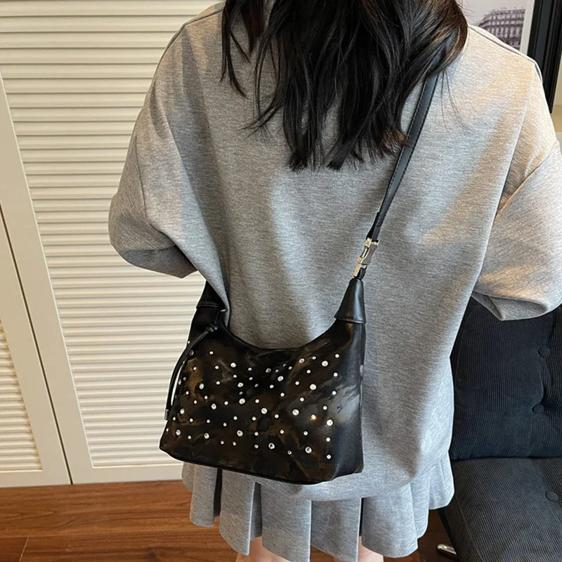 

PU Leather Small Diamond Design Shoulder Bag 2025 Summer Women's Crossbody Bag Simple Lady Handbags and Purses