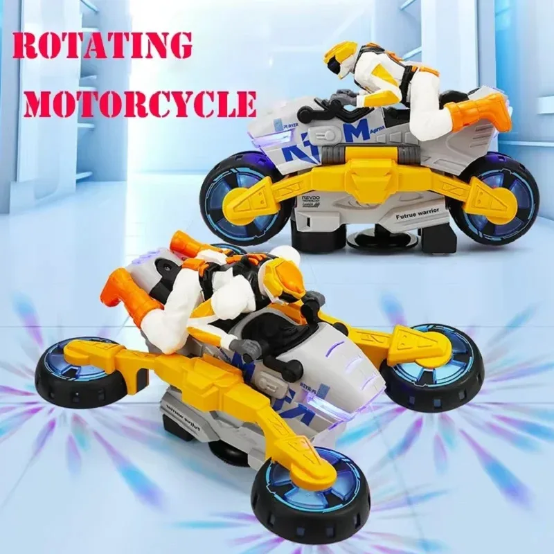 

TOPMAYA Electric Stunt Transformable Motorcycle Children Toy 360 Degree Rotating Light Music Transformable Toy Car Christmas Gif