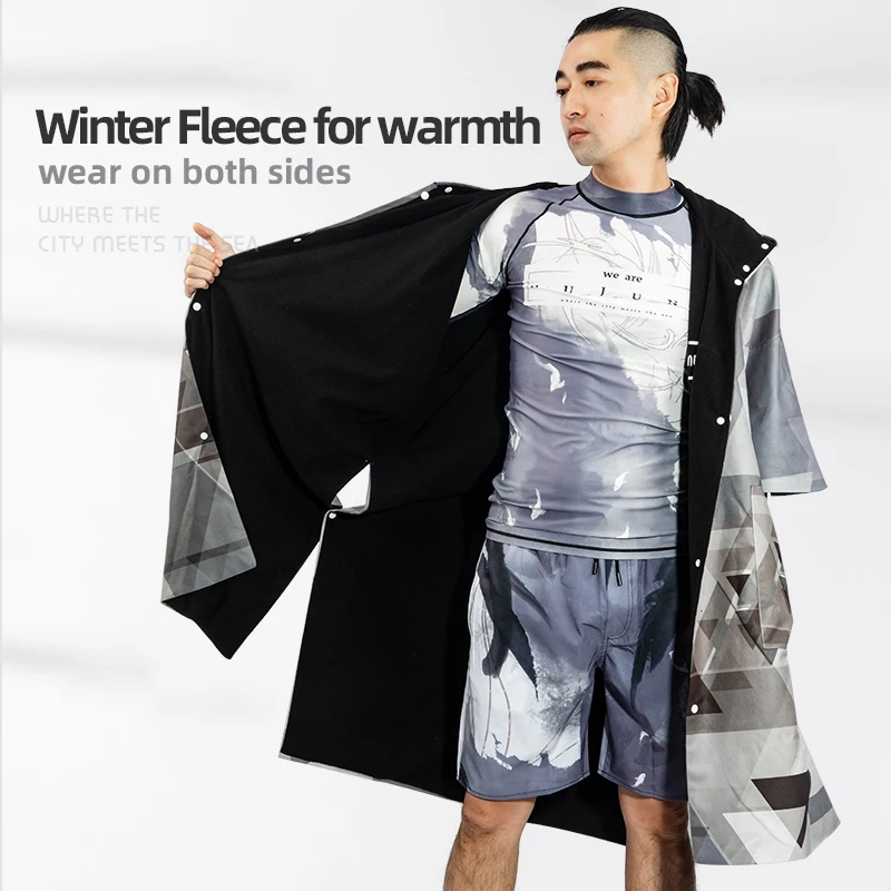 Nu-june Outdooor Adult mikrofibra ręcznik kąpielowy z kapturem zmiana szaty Poncho podszyty polarem/Quick Dry Surf plażowe stroje kąpielowe Swim Poncho
