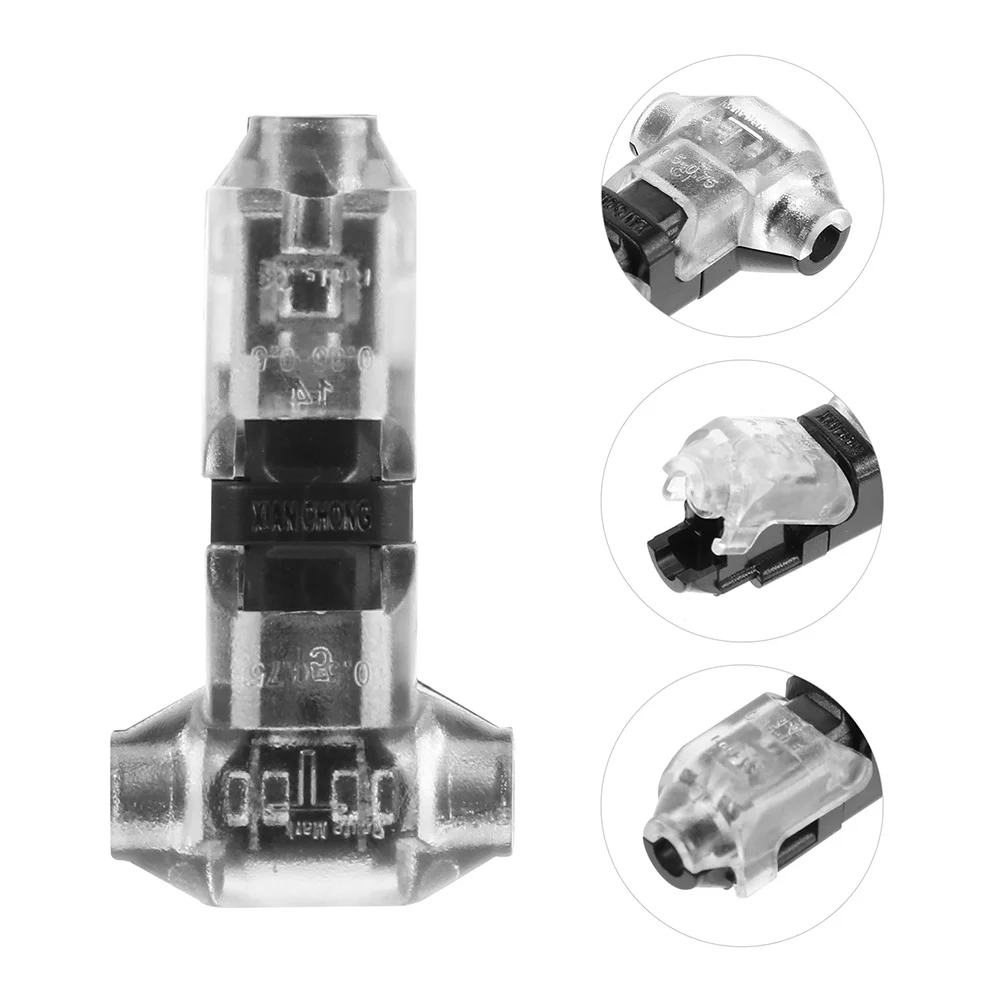 

5Pcs Wire Connector No Wire Stripping Terminal Tap 1 Pin T Type Electrical Connector Snap Connection Cable Splicer
