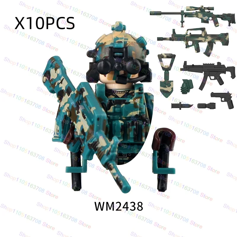 MOC – blocs de construction militaires en briques, Mini soldats d'action, accessoires, figurines, jouets d'assemblage, cadeaux de noël, WM6147