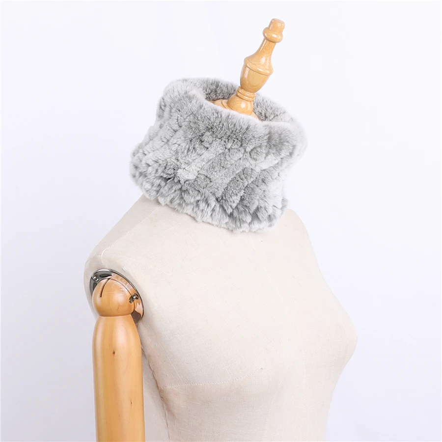 Fashion Winter Real Rex Rabbit Fur Snood Cowl Ring Scarf Women Infinity Scarves Ladies Scarfs Warm Neck Warmer Headbands Elastic