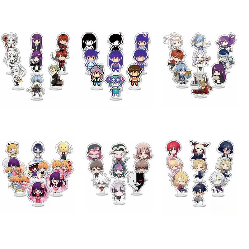 9pcs/Set Omori Pixel Acrylic Stand Frieren: Beyond Journey\'s End Figures Key Chain Bag Charm Accessories Game Jewelry For Fans