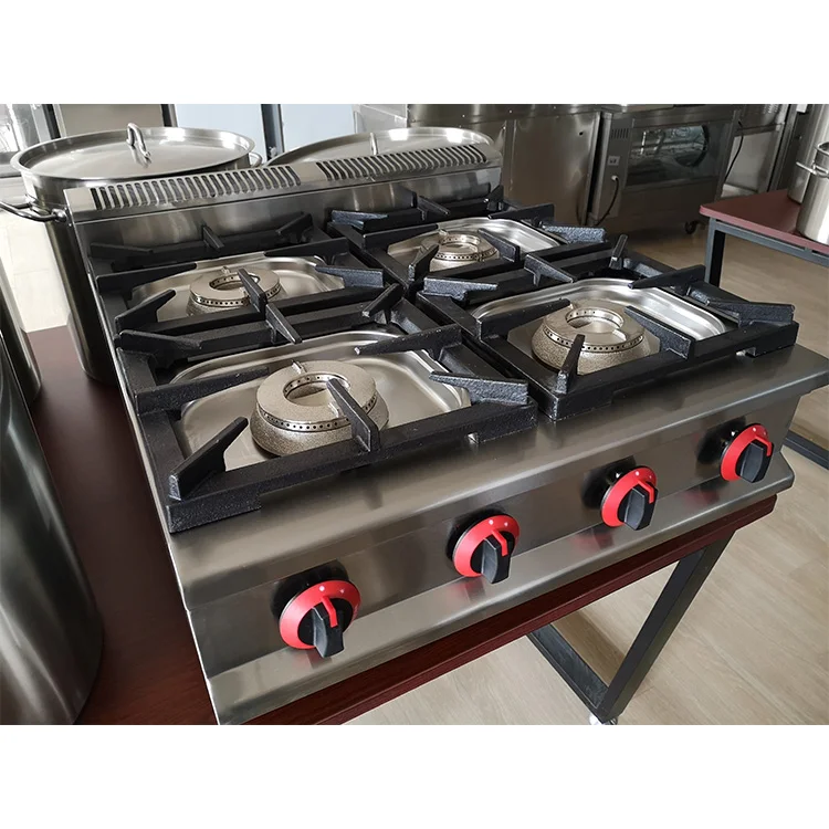 Restaurant Commercial 5kw Countertop 4burner Natural Gas Stove, Tabletop Lpg Cooktop