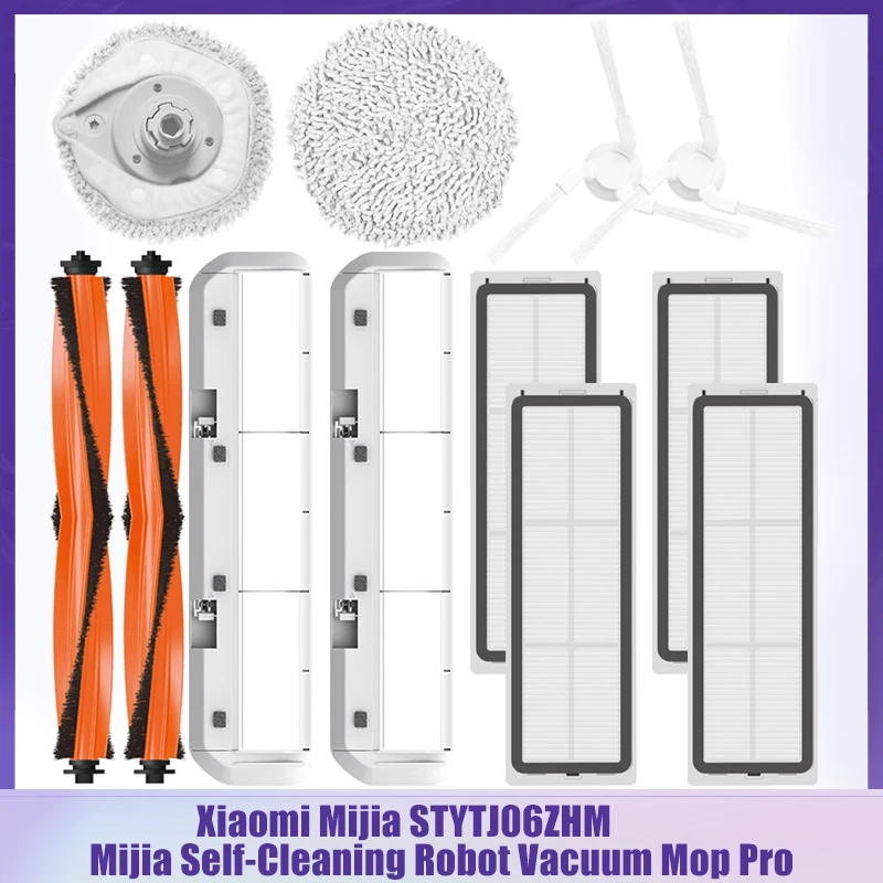 For XiaoMi Mijia Self-Cleaning Robot Vacuum Mop Pro STYTJ06ZHM Vacuum Cleaner Main/Side Brush Cover Hepa Filter Mop Rags Parts