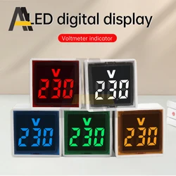 Voltímetro Digital LED com Plug UE, Mini Medidor de Tensão, Luz Indicadora, Tester, Teste Gauge, Amp Detector, AC, 50-500V, 30mm