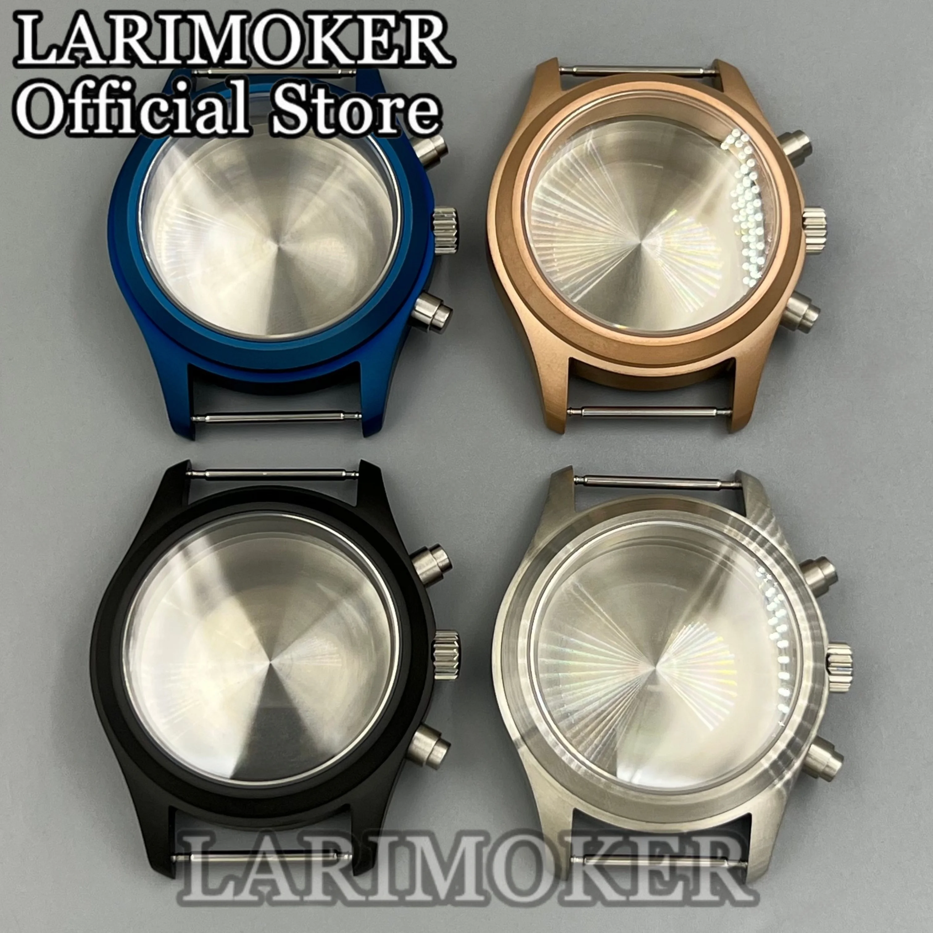 

LARIMOKER 39mm Black Silver Men's Quartz Watch Case Sapphire Crystal Beveled Bezel Suitable for VK63 VK64 VK67 VK68 Movement