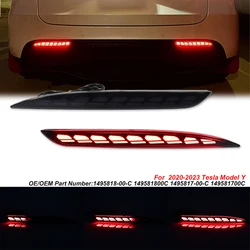 2PCS Car Rear Bumper Reflector For Tesla Model Y Function as Tail, Brake, Rear Fog or Dynamic Turn Signal Lamp Brake Light 20-24