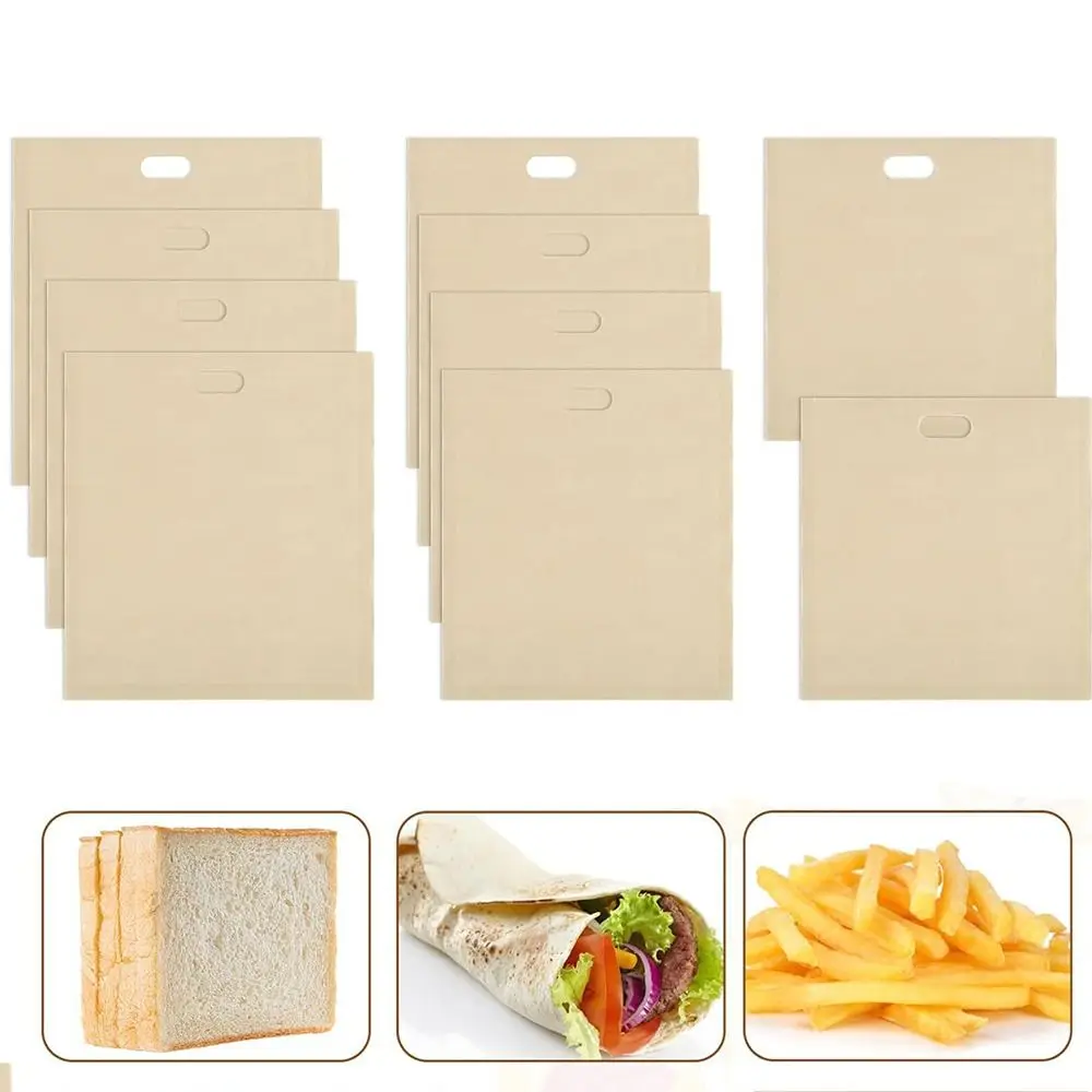 1PC Polyester Reusable Toaster Bag Snack Organizer Microwave Heating Sandwich Bags Baking Sheets Reusable Non Stick Bread Bag