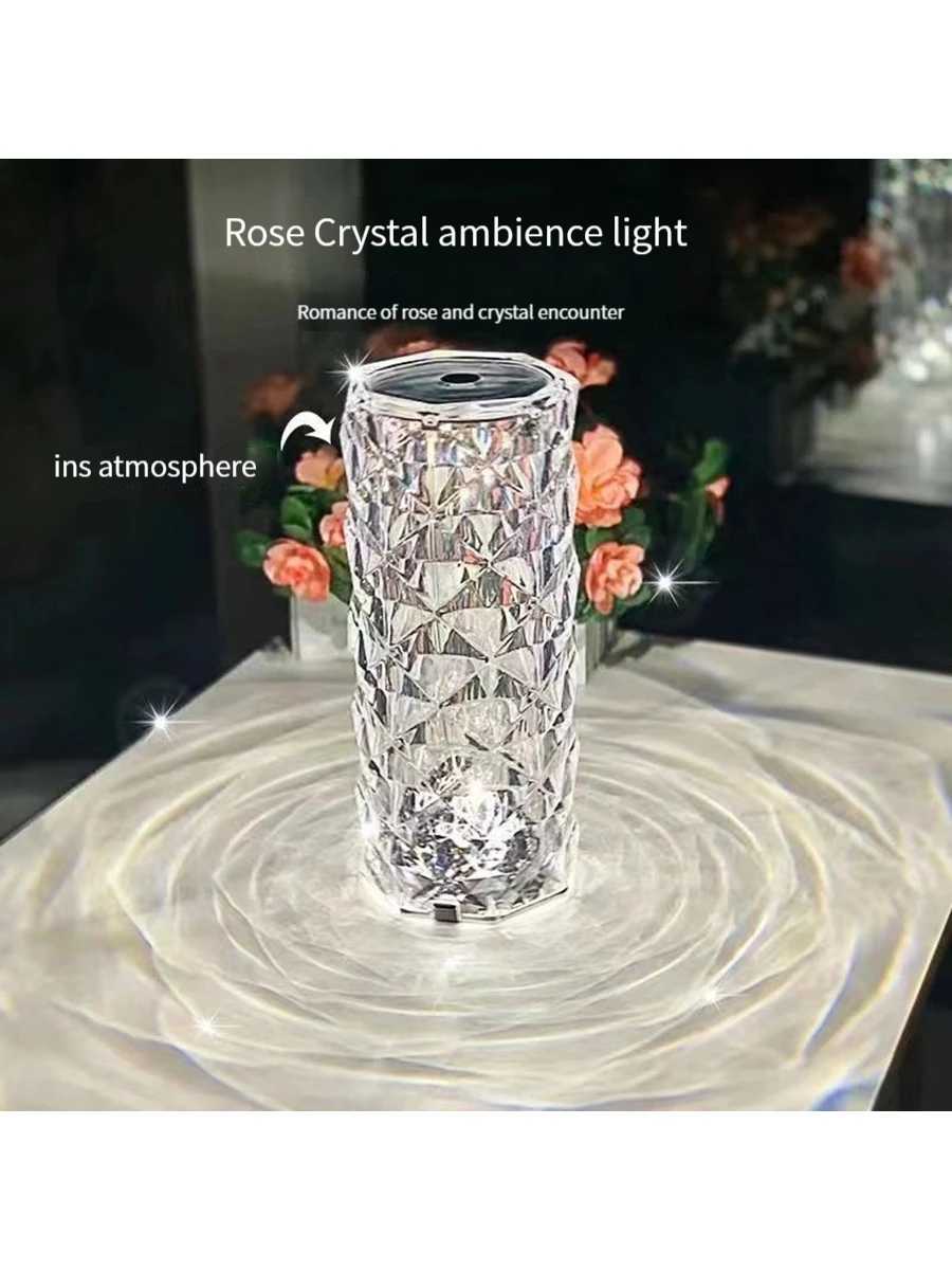 Crystal Rose Lamp Night Lamp Bedside Decoration Table Lamp Atmosphere Birthday Party Decoration Wedding