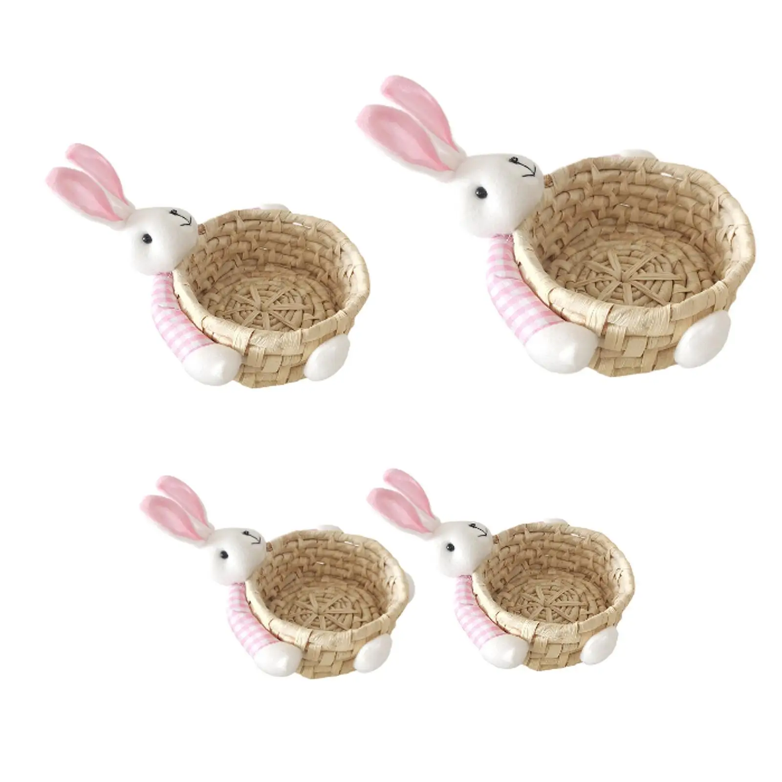 Easter Bunny Basket Hand Woven Basket Funny Empty Rustic Easter Eggs Basket for Home Living Room Kitchen Party Favors Restaurant