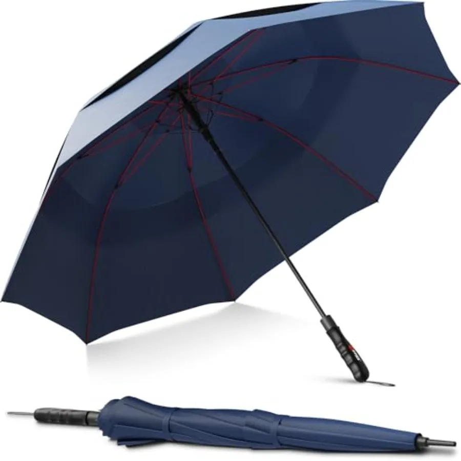 

Repel Umbrella Extra Large Windproof Golf Umbrella - Covers 2 People - 60" Wide Vented Double Canopy with Reinforced Fiberglass
