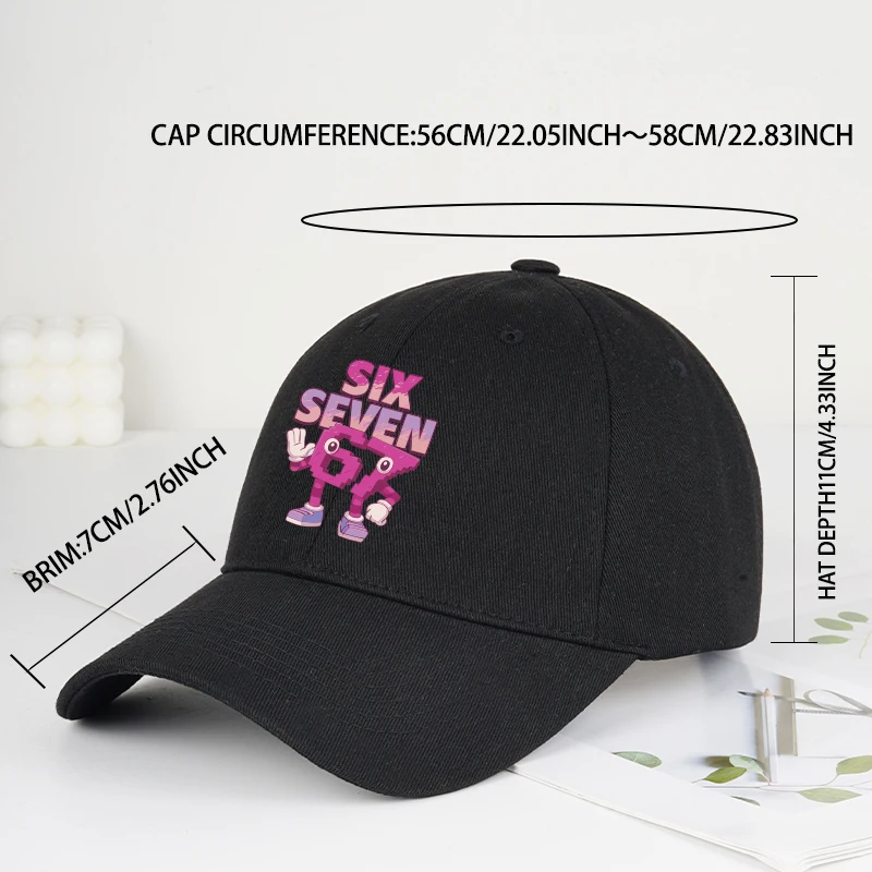 2026 New Cartoon 67 Six Seven Print Baseball Cap Adjustable Unisex Vintage Snapback Hat Casual Outdoor Sun Cap